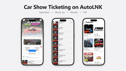 AutoLNK car show ticketing: spectator, show car, vendor and VIP tickets